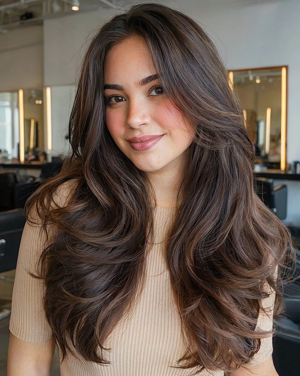 Woman wearing a natural-looking hair wig